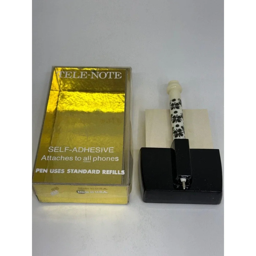 Vintage Tele-Note Self-Adhesive Phone Notepad Holder &‎ Pen Set Boxed Retro